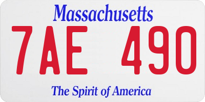 MA license plate 7AE490