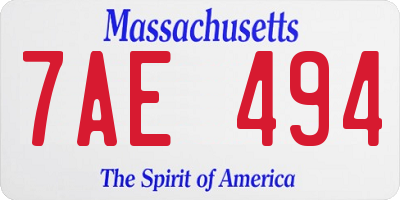 MA license plate 7AE494