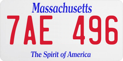 MA license plate 7AE496