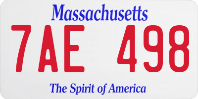 MA license plate 7AE498