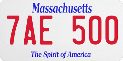 MA license plate 7AE500