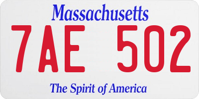 MA license plate 7AE502