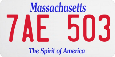 MA license plate 7AE503