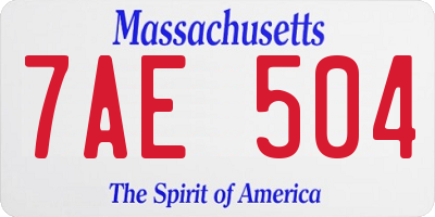 MA license plate 7AE504