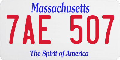 MA license plate 7AE507