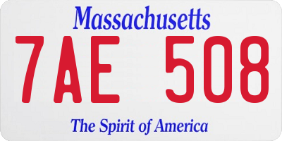 MA license plate 7AE508