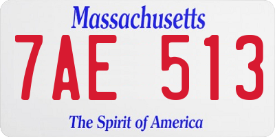 MA license plate 7AE513
