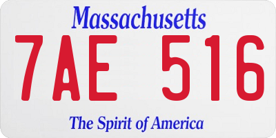 MA license plate 7AE516