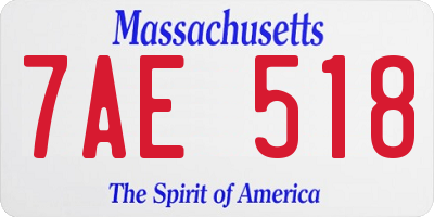 MA license plate 7AE518