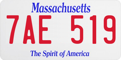 MA license plate 7AE519