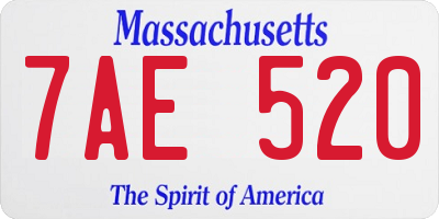 MA license plate 7AE520