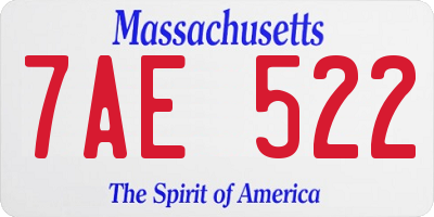 MA license plate 7AE522