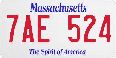 MA license plate 7AE524