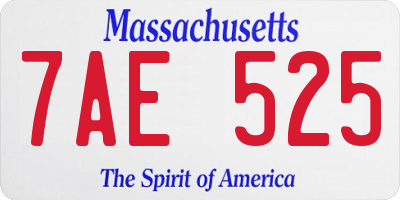 MA license plate 7AE525