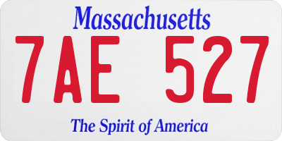 MA license plate 7AE527