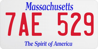 MA license plate 7AE529