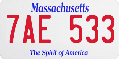 MA license plate 7AE533