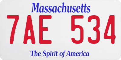 MA license plate 7AE534