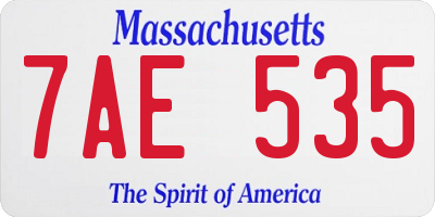 MA license plate 7AE535