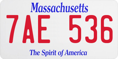 MA license plate 7AE536