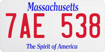 MA license plate 7AE538