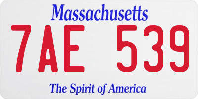 MA license plate 7AE539