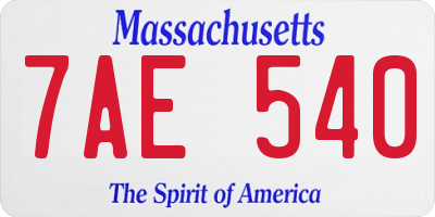 MA license plate 7AE540