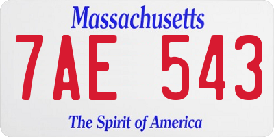 MA license plate 7AE543