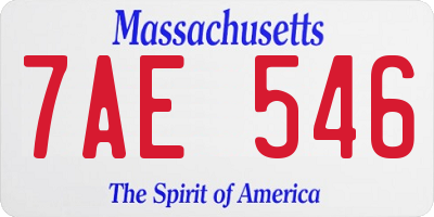 MA license plate 7AE546