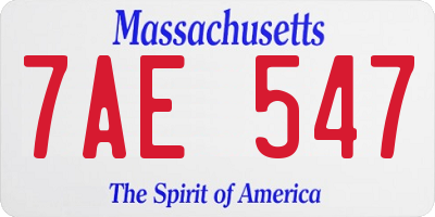 MA license plate 7AE547