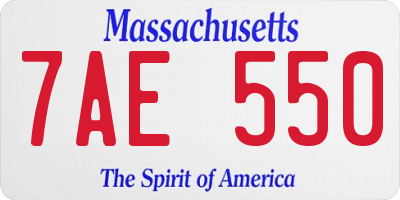 MA license plate 7AE550