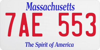 MA license plate 7AE553