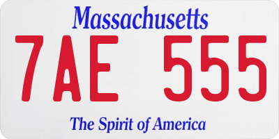 MA license plate 7AE555