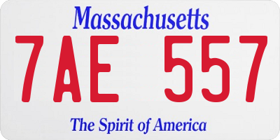 MA license plate 7AE557