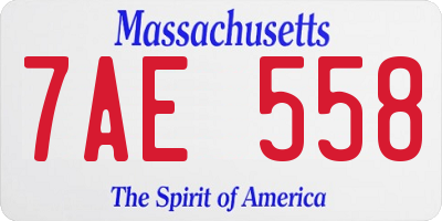 MA license plate 7AE558