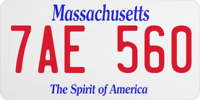 MA license plate 7AE560