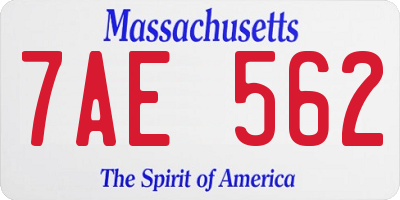 MA license plate 7AE562