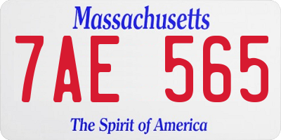 MA license plate 7AE565