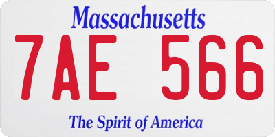 MA license plate 7AE566