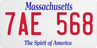 MA license plate 7AE568