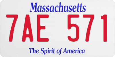 MA license plate 7AE571
