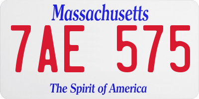 MA license plate 7AE575