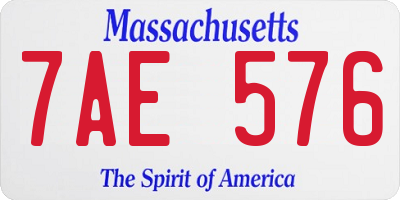 MA license plate 7AE576