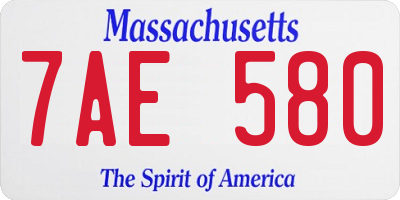 MA license plate 7AE580