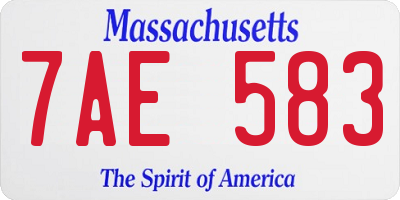 MA license plate 7AE583