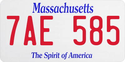 MA license plate 7AE585
