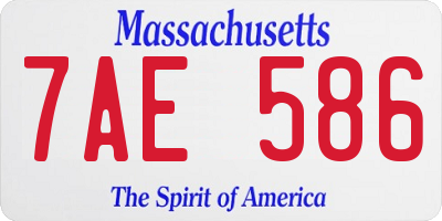 MA license plate 7AE586