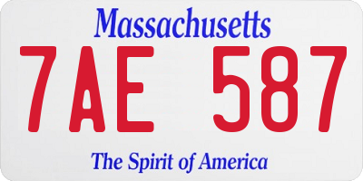 MA license plate 7AE587