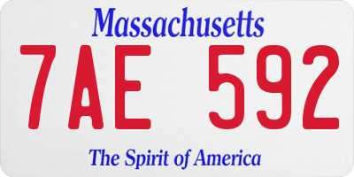 MA license plate 7AE592