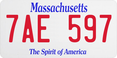MA license plate 7AE597